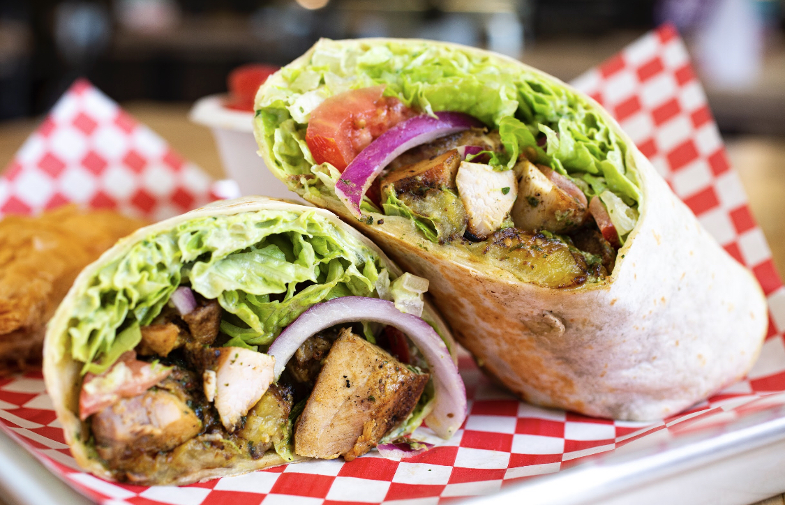 Order Caribbean Chick Wrap food online from Peno Mediterranean Grill store, Wilmington on bringmethat.com