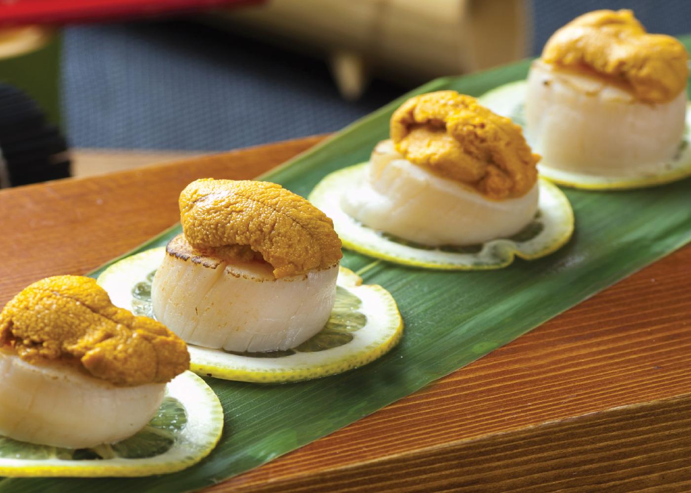 Order Scallop with Uni food online from California Rock'n Sushi store, Los Angeles on bringmethat.com