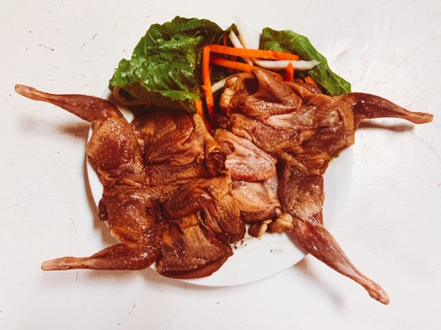 Order 7. Chim Cut Chien/Roasted quails food online from Pho Bistro store, Malden on bringmethat.com