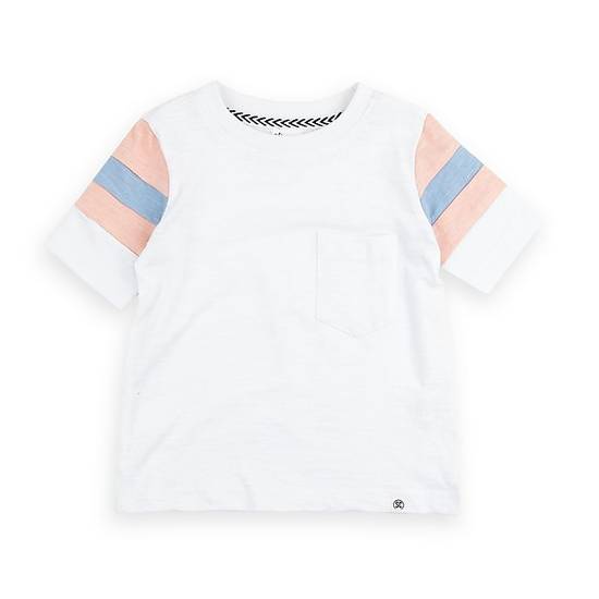 Order Sovereign Code® Size 18M Striped Sleeves Pocket Tee in White/Pink food online from Bed Bath & Beyond store, Lancaster on bringmethat.com