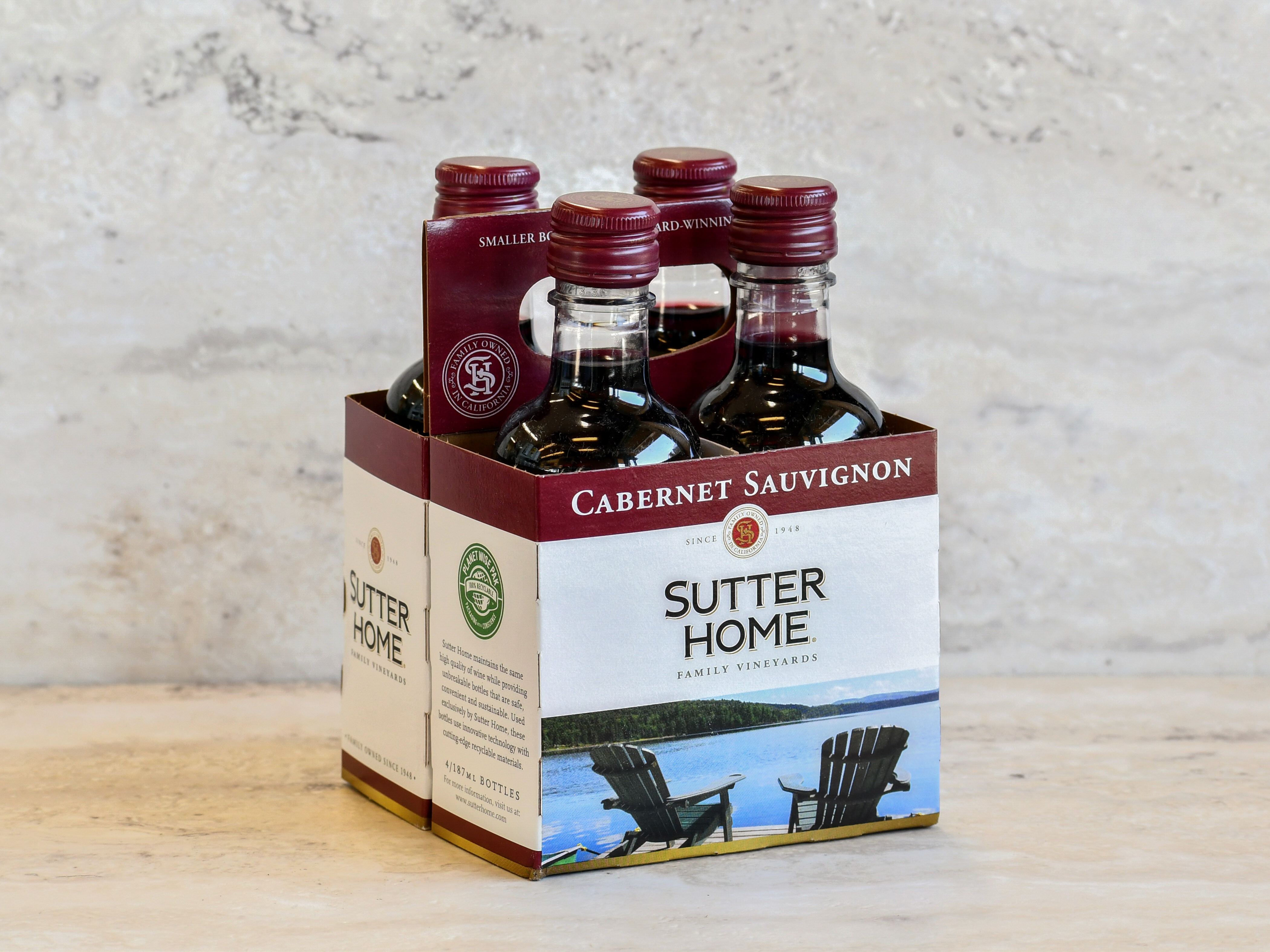 Order Sutter Home Cabernet Savignon, 187 ml. Red Wine (13.5% ABV) food online from Jay Vee Liquors store, El Cerrito on bringmethat.com