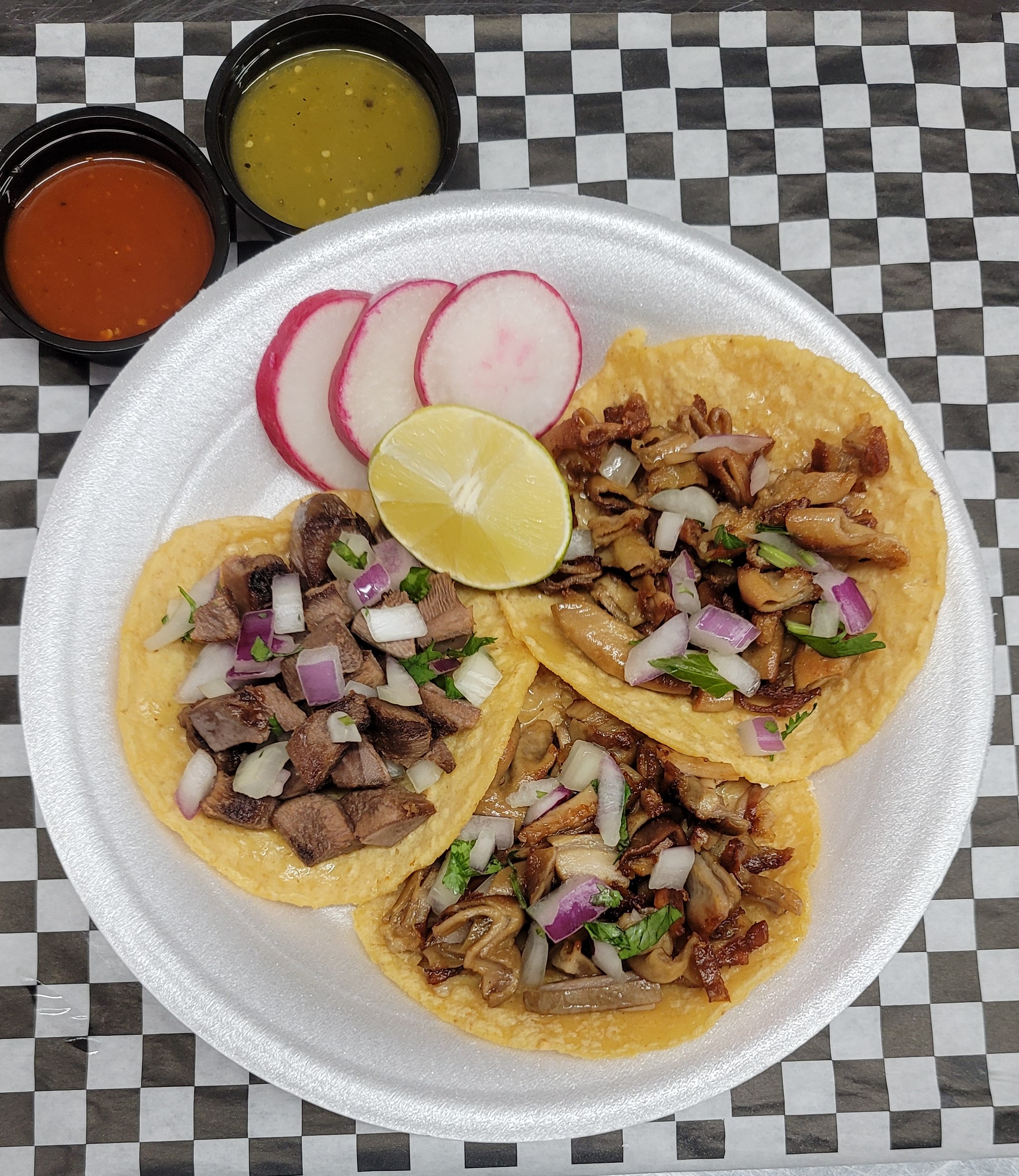 Order 3 Tacos de la Calle Plate food online from Happy Taco store, Los Angeles on bringmethat.com