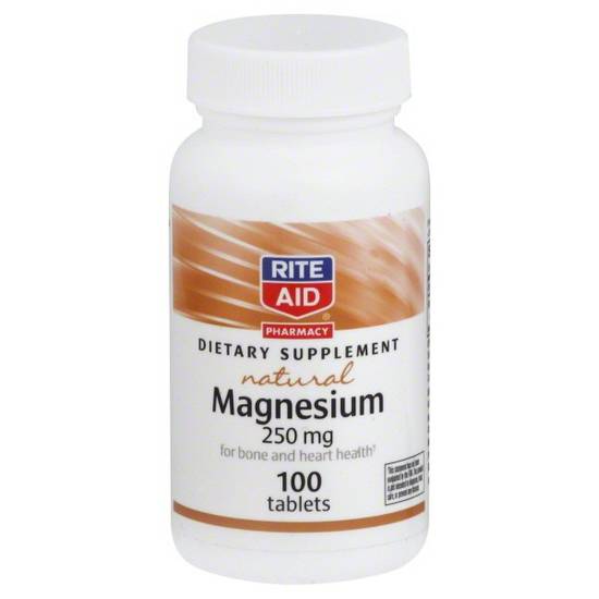 Order Rite Aid Natural Magnesium Tablets 250mg (100 ct) food online from Rite Aid store, Palm Desert on bringmethat.com