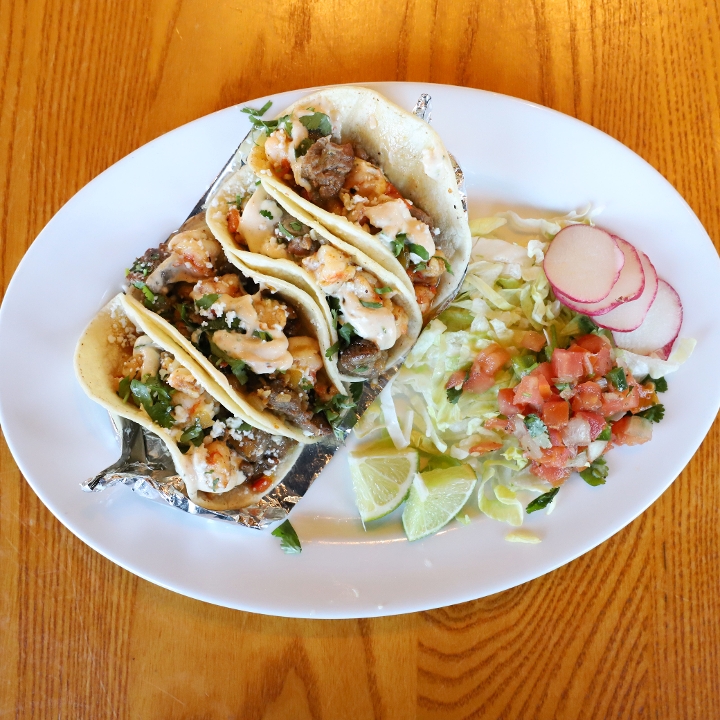 Order Ala Carte Taco Surf & Turf (2 Tacos) food online from Roja Mexican Grill store, Omaha on bringmethat.com