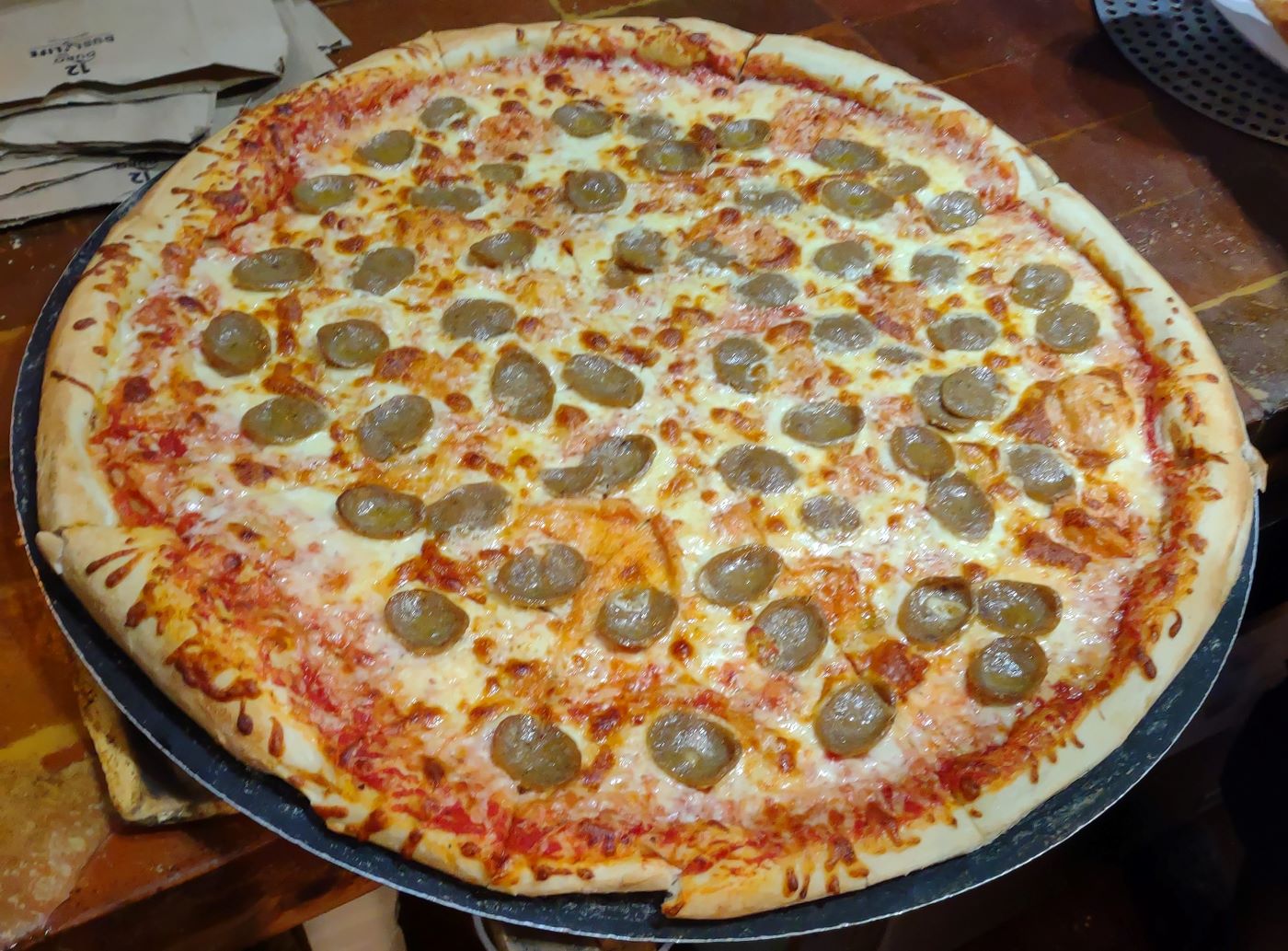 Order 28" Sausage Pizza food online from Benny Ravello store, Charleston on bringmethat.com
