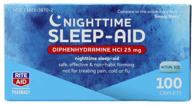 Order Rite Aid Nighttime Sleep Aid Mini Caplets (100 ct) food online from Rite Aid store, DUBOIS on bringmethat.com