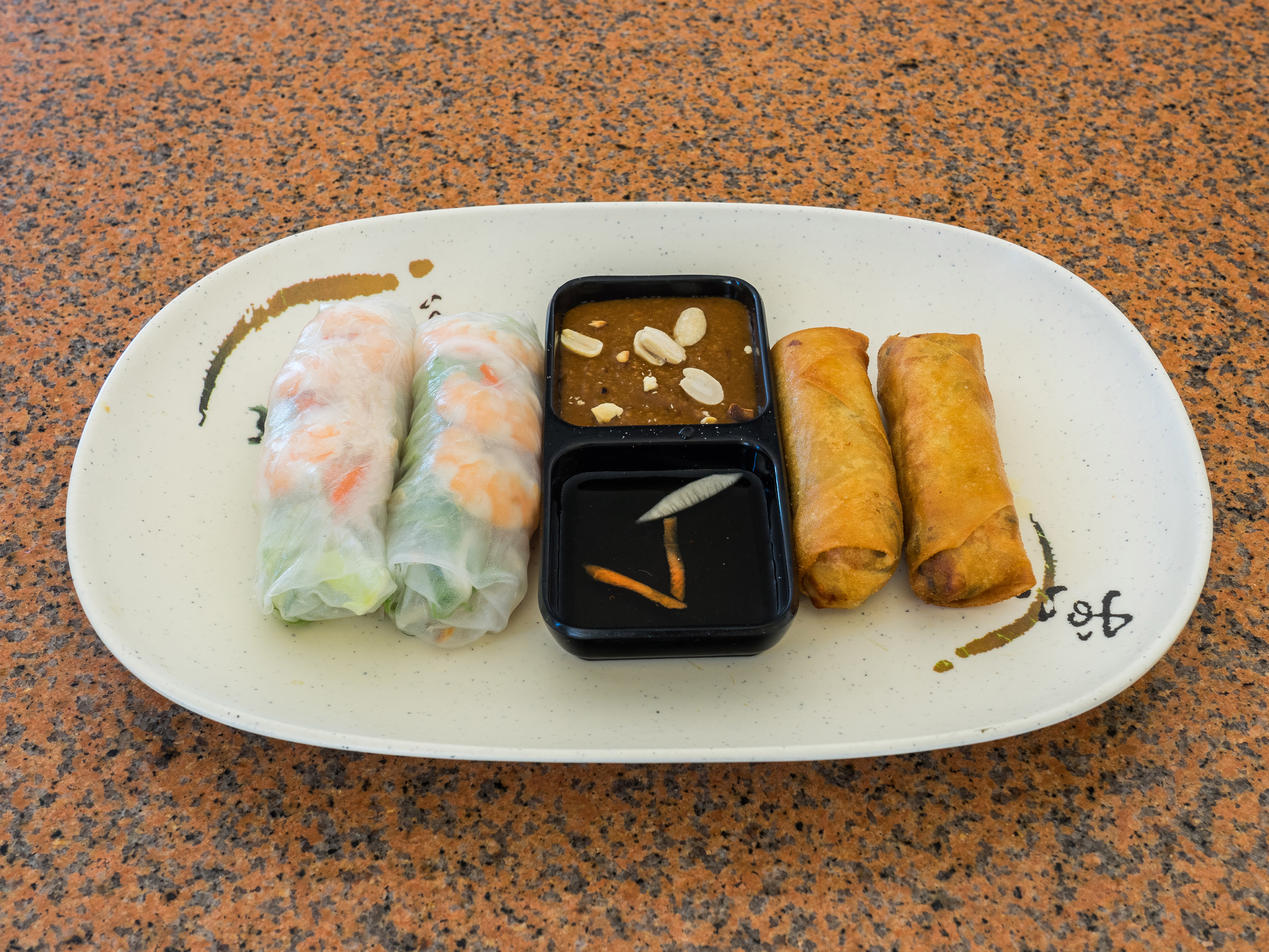 Order 40. 2 Spring Roll and 2 Egg Roll Combo (No substitute) food online from Bamboo Song store, Torrance on bringmethat.com