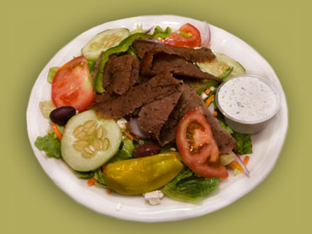 Order Greek Gyro Salad food online from Troy Greek Restaurant store, San Diego on bringmethat.com