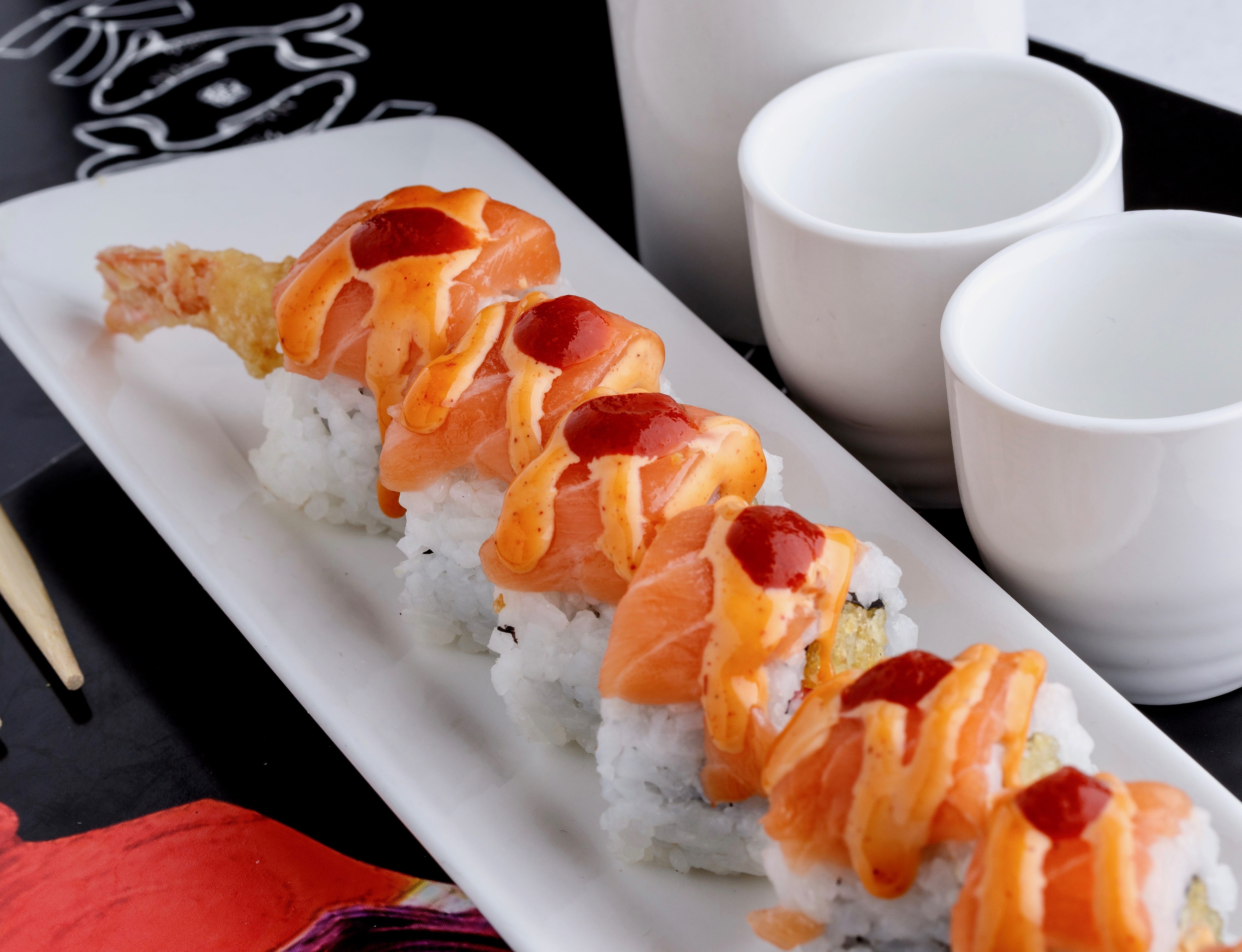Order Orange Dragon Makimono food online from Koi Japanese Sushi Bar & Lounge store, Beaumont on bringmethat.com