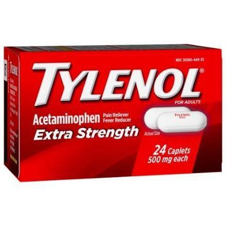 Order Tylenol Extra Strength Caplets 500 Mg (24 count) food online from Light Speed Market store, Marietta on bringmethat.com