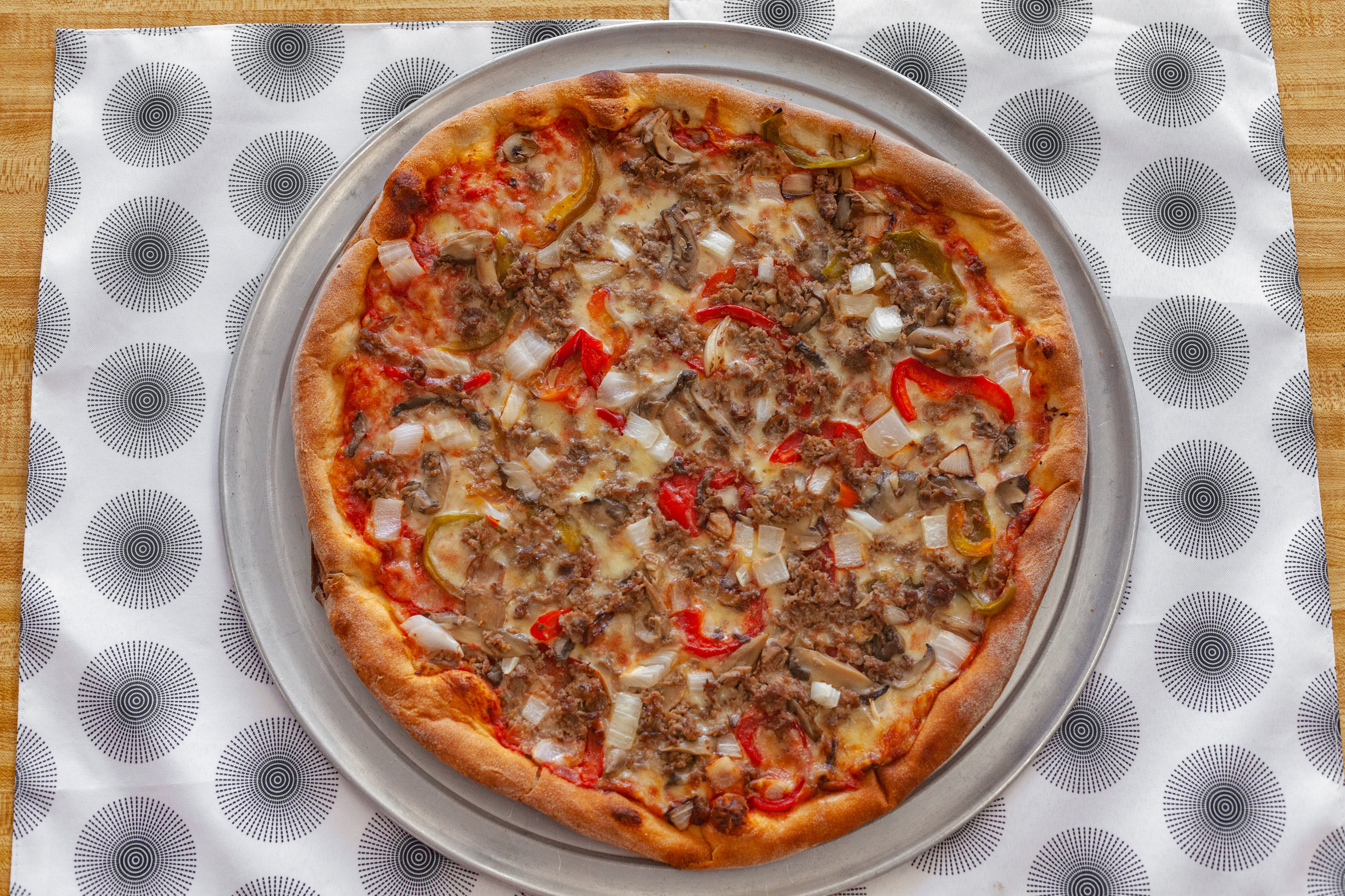 Order The Mr. D's Special Pizza - Medium 14'' (6 Slices) food online from Mr D's Pizzeria Steaks & Subs store, Wildwood on bringmethat.com