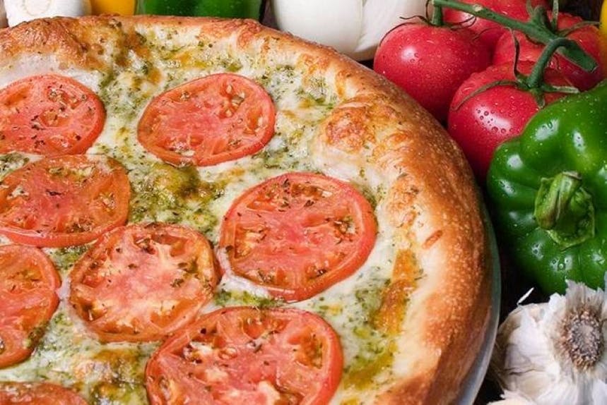 Order Pop's Pesto Pie - 10" food online from NYPD Pizza store, Orlando on bringmethat.com