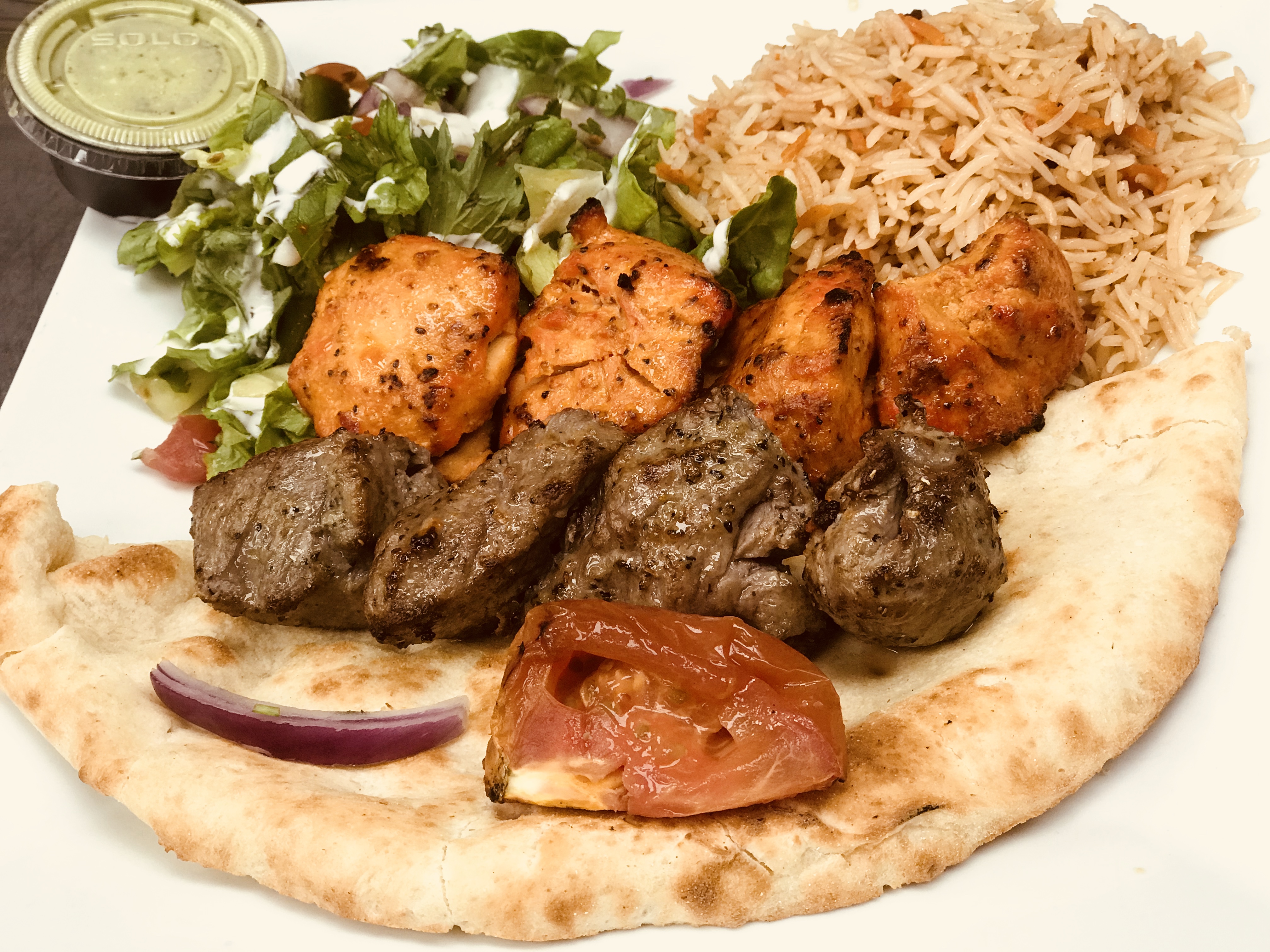 Order Beef and Chicken Combo food online from The Kabul Fresh Grill store, Baltimore on bringmethat.com