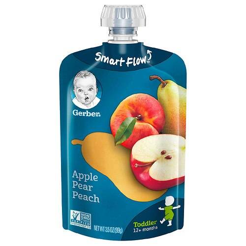 Order Gerber Natural Toddler Food Apple Pear Peach - 3.5 oz food online from Walgreens store, Denton on bringmethat.com