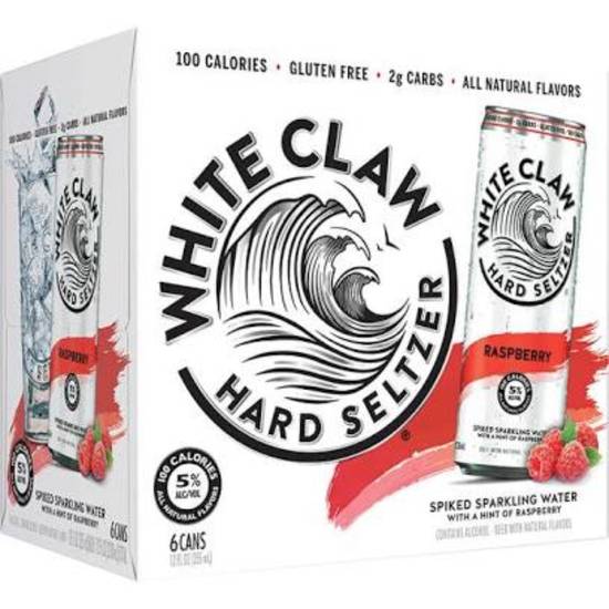Order White claw Raspberry 6 pack 12 ounce can food online from Bay Area Liquors & Groceries store, Oakland on bringmethat.com