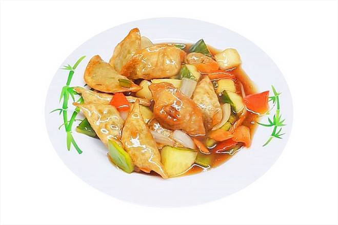 Order Fried Dumplings with Sweet Sour Sauce (Tangsu Mandu)탕수만두 food online from Halmae Noodle 할매칼국수 store, Palisades Park on bringmethat.com
