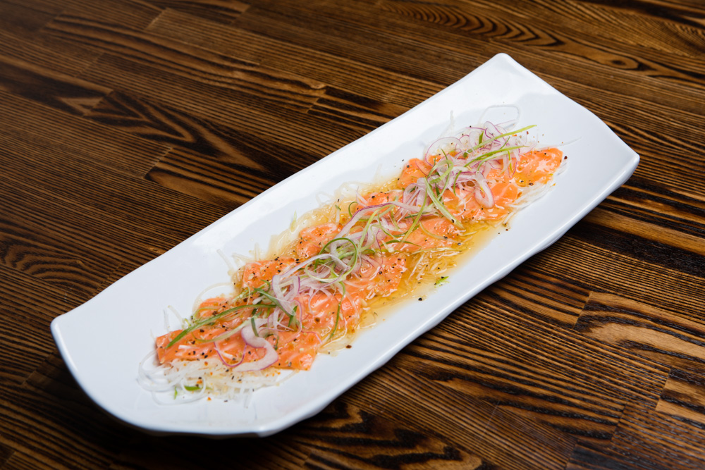 Order Salmon Carpaccio food online from Kaiba Japanese Restaurant store, Anaheim on bringmethat.com