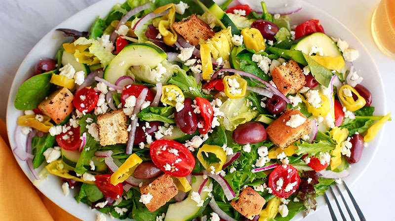 Order Greek Salad food online from Pies & Pints Kenwood store, Cincinnati on bringmethat.com
