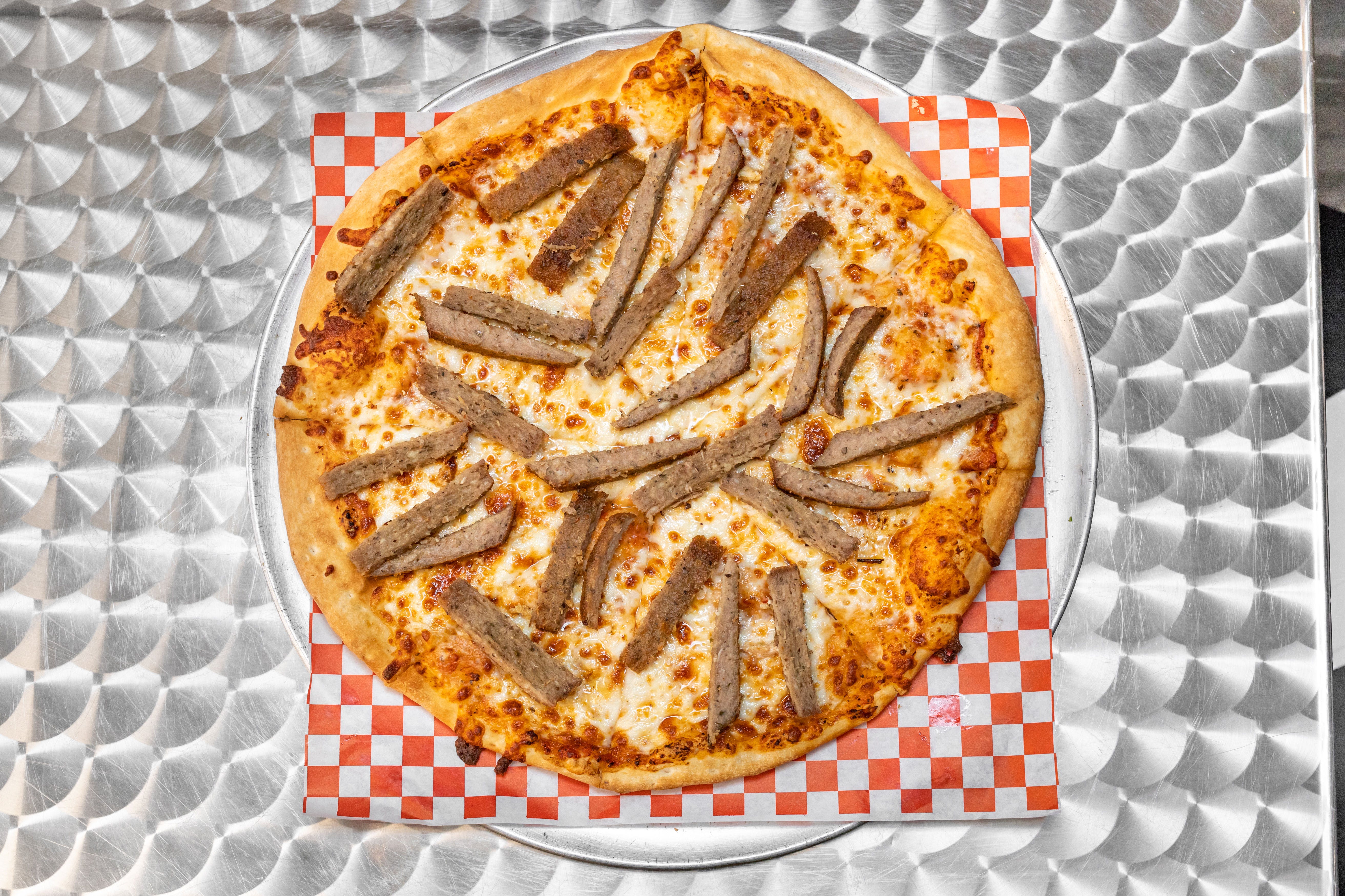 Order Gyros Pizza - Medium 12'' Box (8 Slices) food online from Pita Pan store, Denver on bringmethat.com