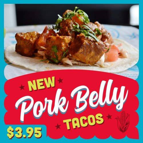 Order Pork Belly Taco food online from Sabor Latin Street Grill store, Kannapolis on bringmethat.com