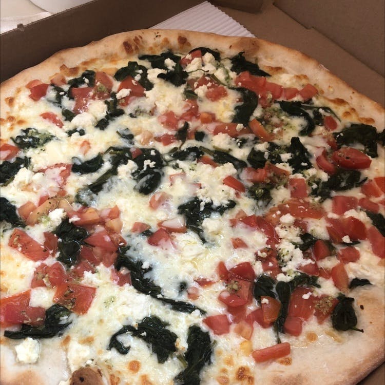 Order Greek Pizza - Medium 14" food online from Papa Luigi Elmer store, Elmer on bringmethat.com
