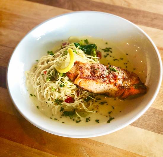 Order Grilled Salmon Pasta food online from Barley Kitchen & Tap store, Shawnee on bringmethat.com