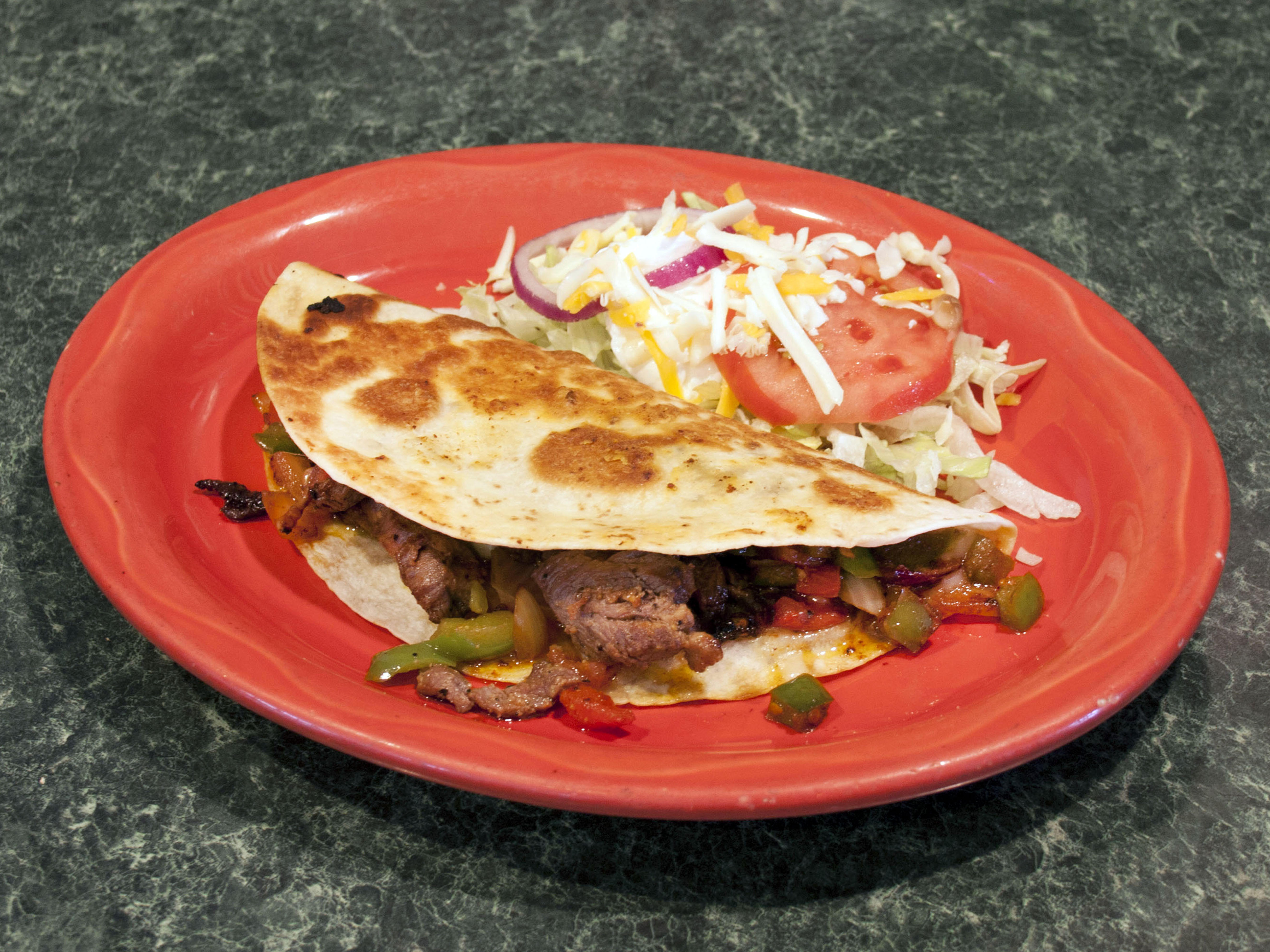 Order Quesadilla Fajita food online from La Cascada Mexican Restaurant store, Logan on bringmethat.com