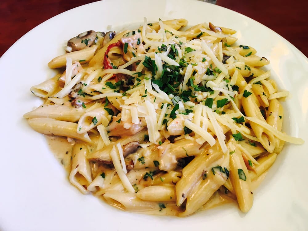 Order Wild Mushroom Penne Pasta ( you can add baked chicken) food online from Citrus Cafe store, Tustin on bringmethat.com