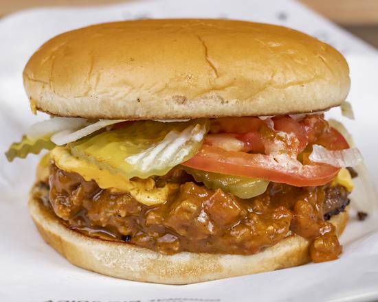 Order Chili Cheeseburger food online from Longhorn Cafe store, Boerne on bringmethat.com