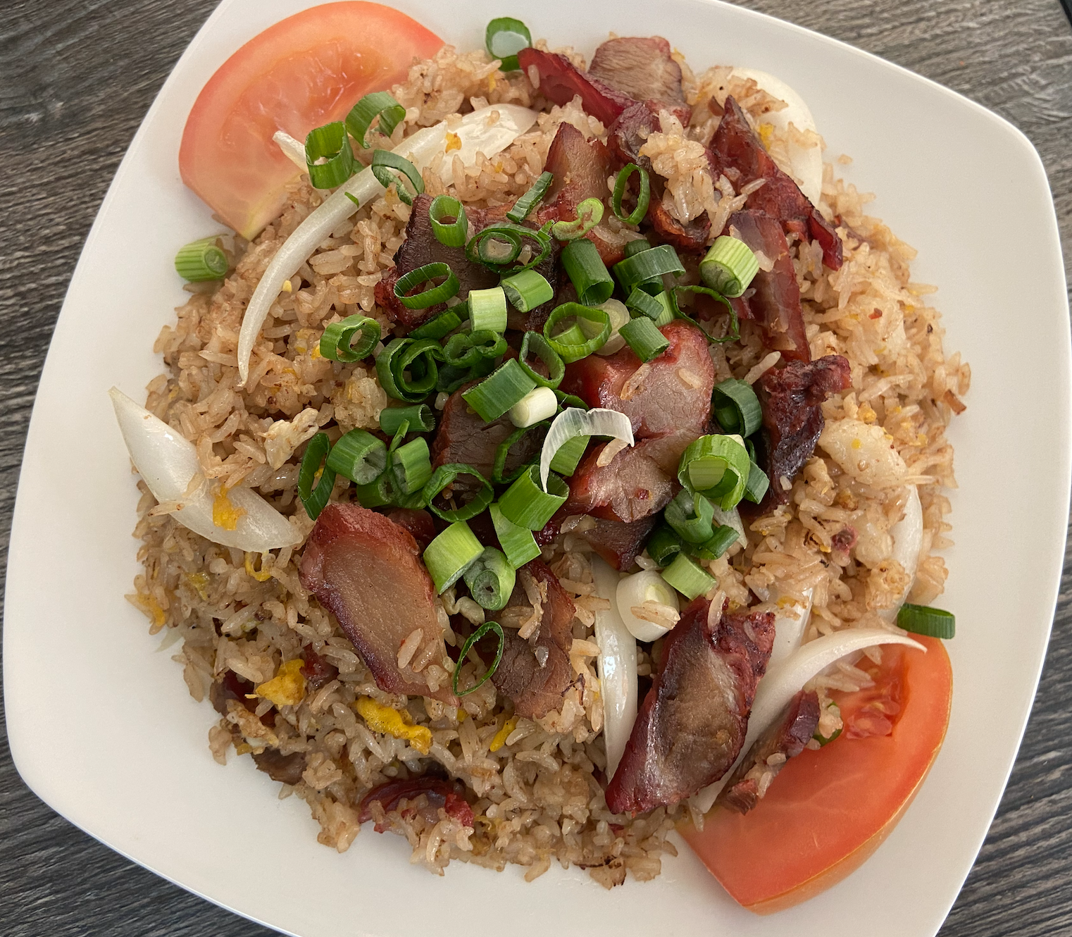 Order BBQ Pork Fried Rice food online from Sriracha Thai Restaurant store, Carson on bringmethat.com