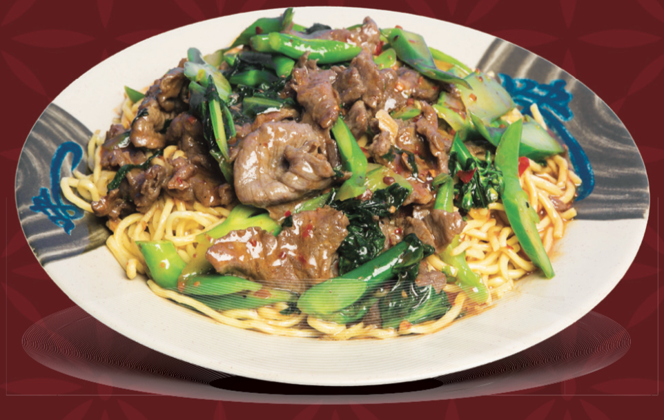 Order 54. Spicy Satay Beef Cai-Lan Chow Mein food online from Kim Chuy Restaurant store, Los Angeles on bringmethat.com