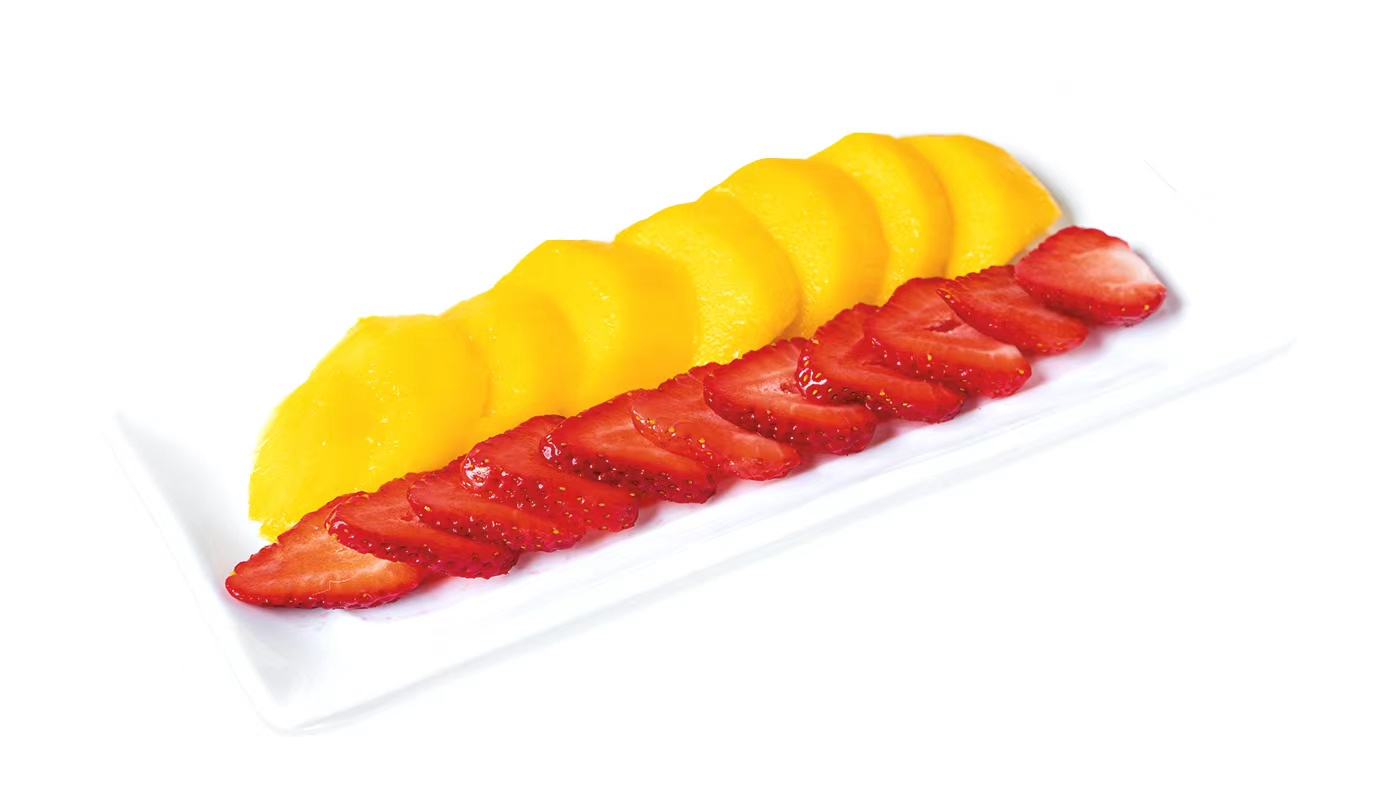 Order F6. Fresh Mango & Strawberry Platter food online from Sweethoney Dessert store, San Francisco on bringmethat.com