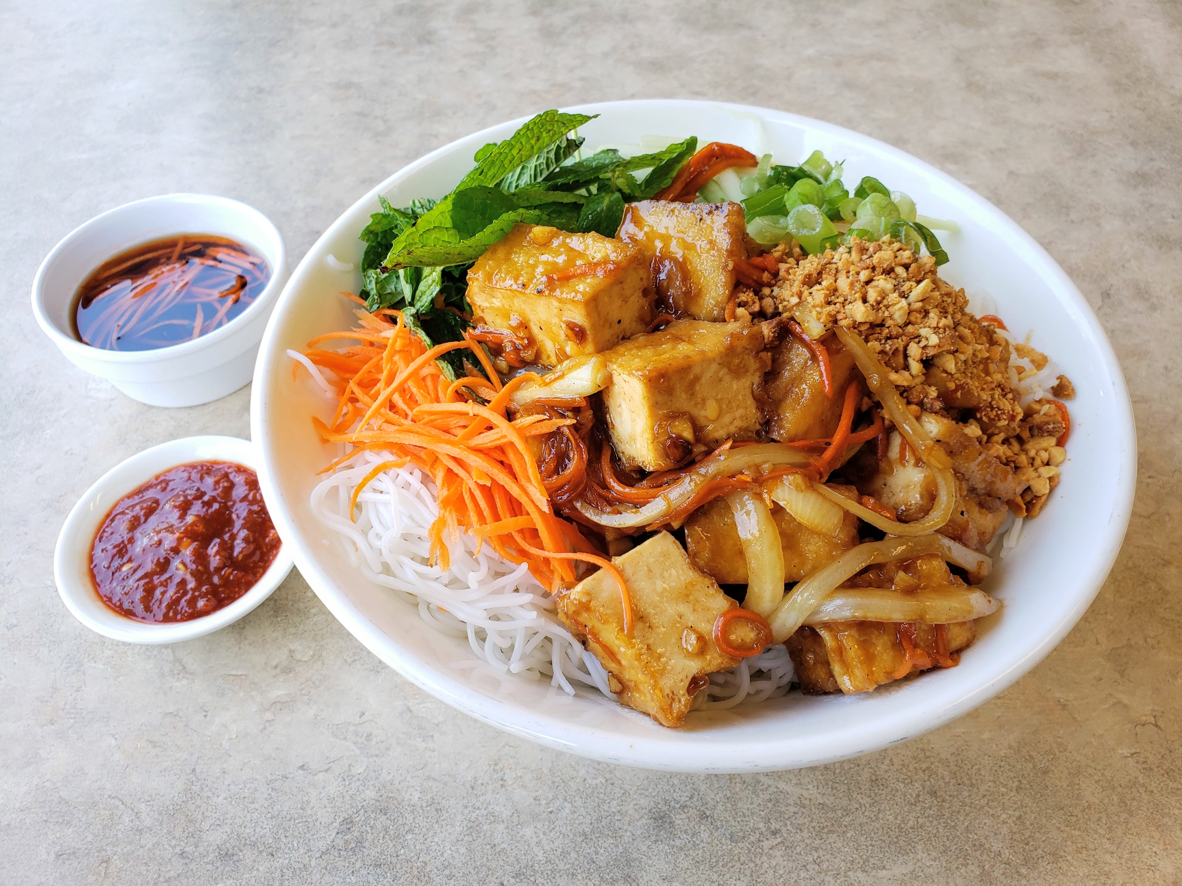 Order 133. Bún Chay - Tofu Vermicelli food online from Pho An Hoa store, San Leandro on bringmethat.com