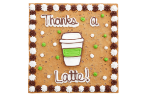 Order Square Thanks a Latte Cookie Cake food online from American Deli on Broad St. store, Athens on bringmethat.com