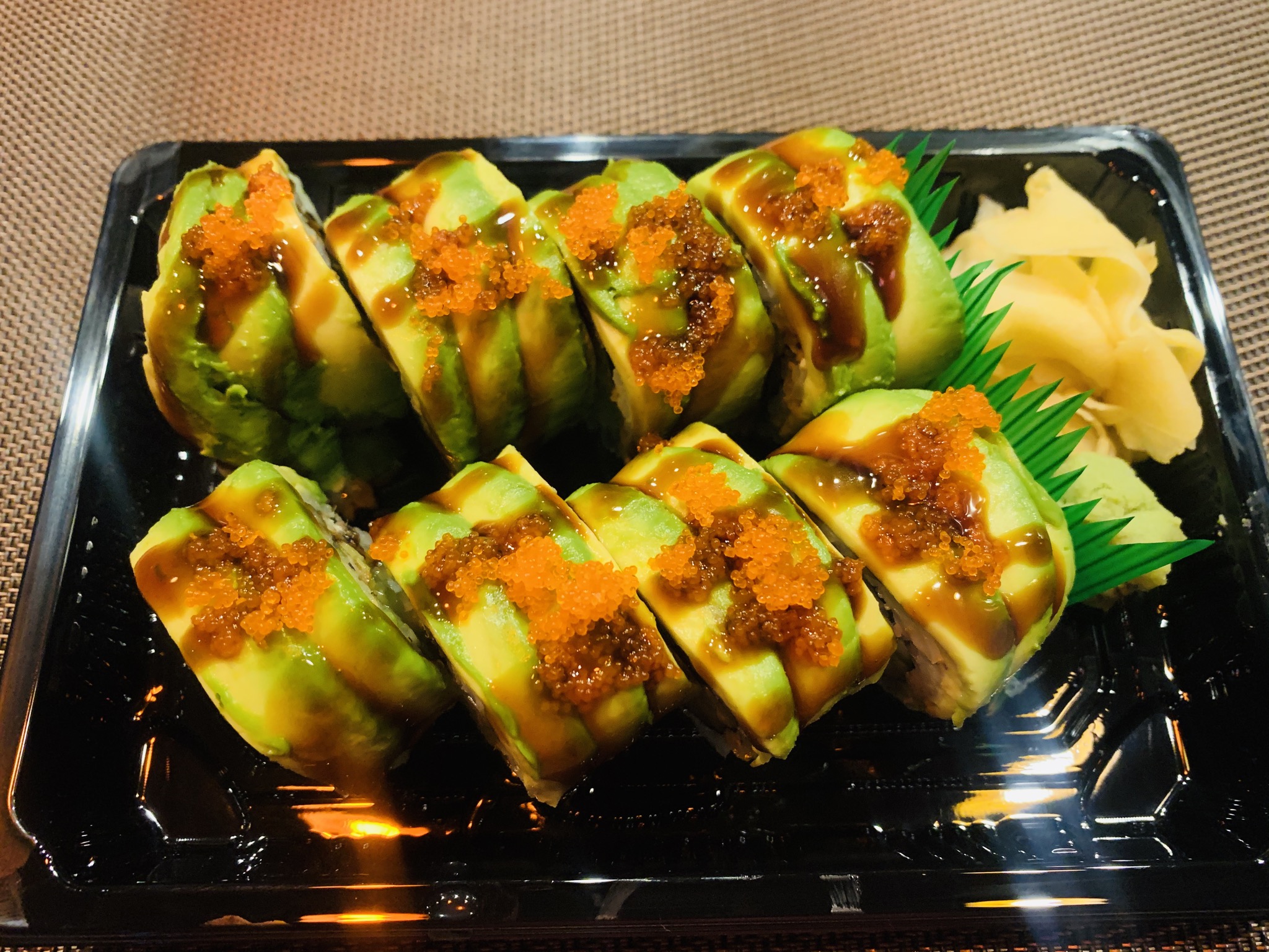 Order 1. Green Dragon Roll food online from Tomodachi Japanese Steakhouse & Sushi Bar store, Royersford on bringmethat.com