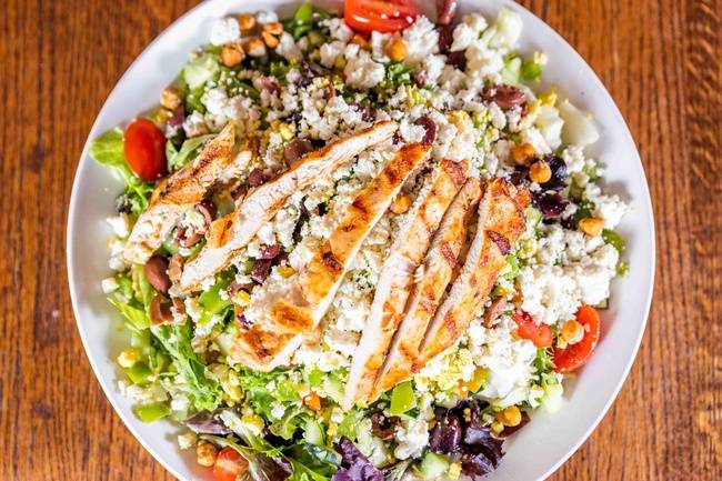 Order Greek Salad with Grilled Chicken food online from The Metropolitan store, North Wales on bringmethat.com