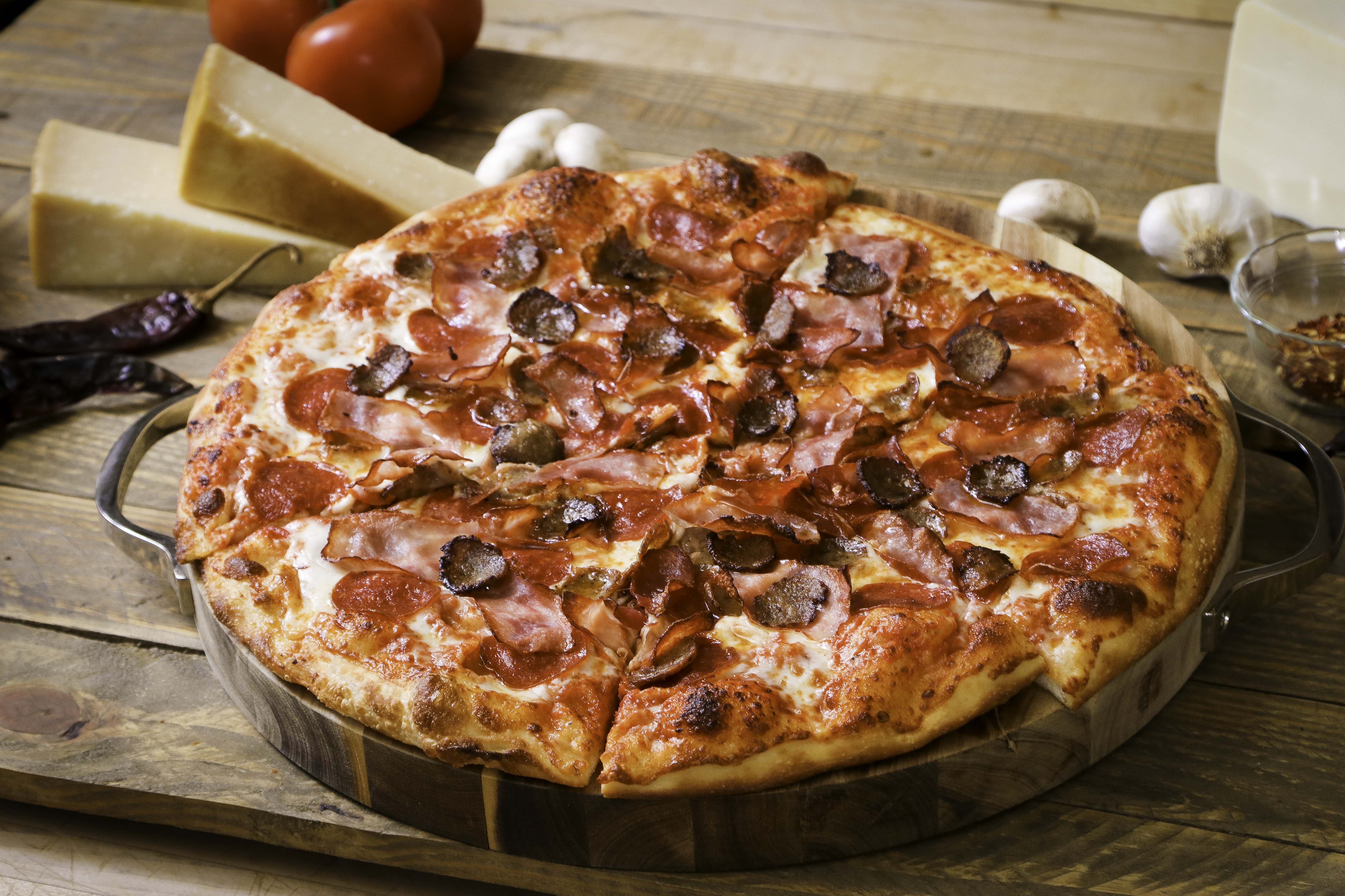 Order 2 Pizzas with 1 Topping Special food online from Ameci Pizza & Pasta store, Santa Clarita on bringmethat.com