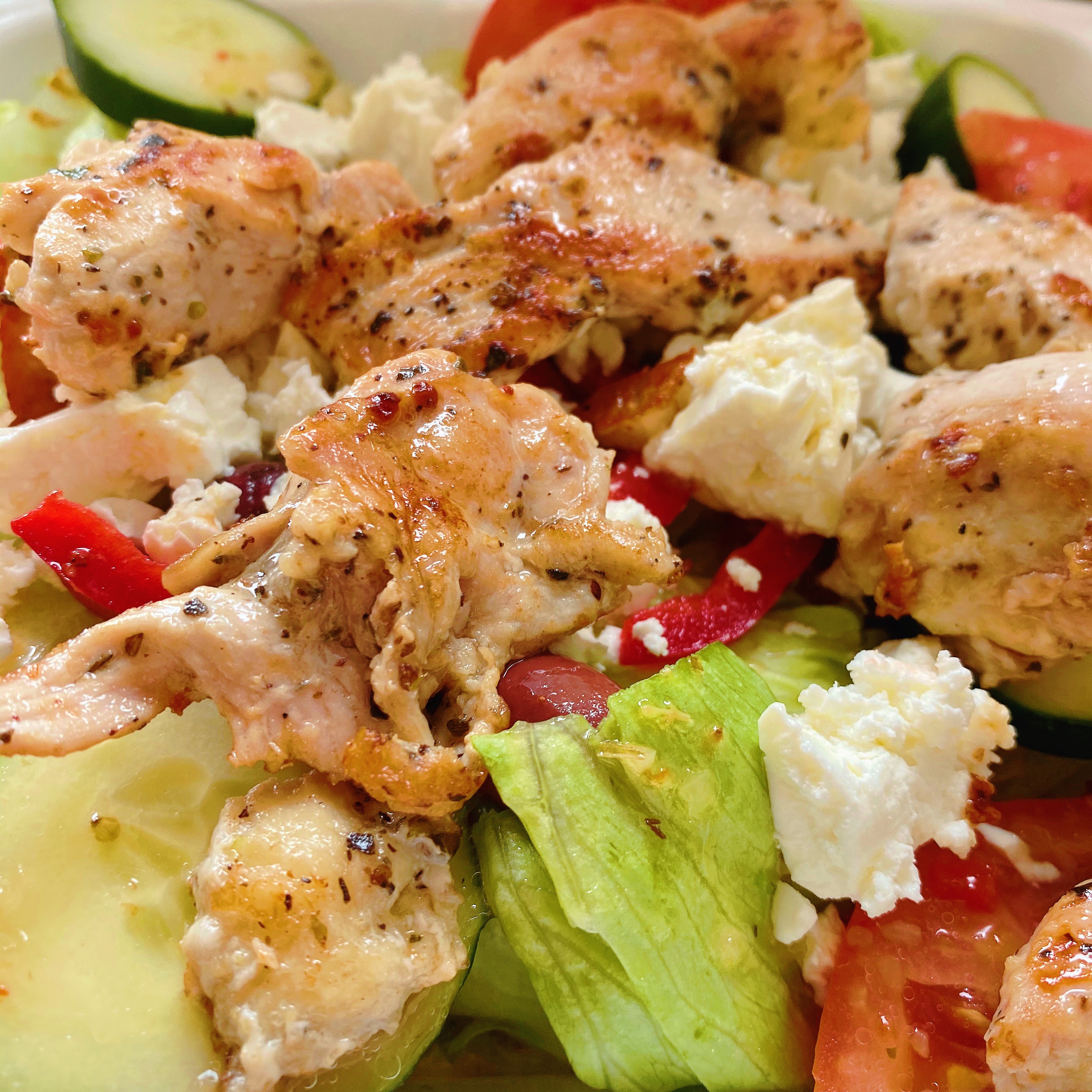 Order Greek Salad with Grilled Chicken food online from Gold Star Restaurant store, Roswell on bringmethat.com
