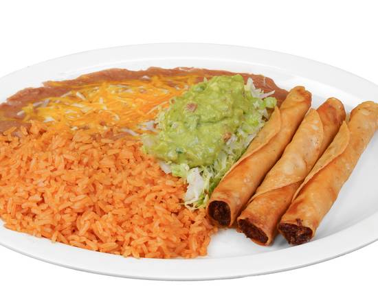 Order Three Taquitos with Guacamole Plate food online from Chile Verde store, Hawthorne on bringmethat.com