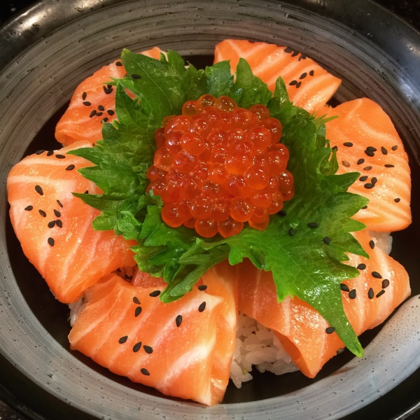 Order Salmon and Ikura Bowl food online from Achita Sushi store, Santa Clarita on bringmethat.com