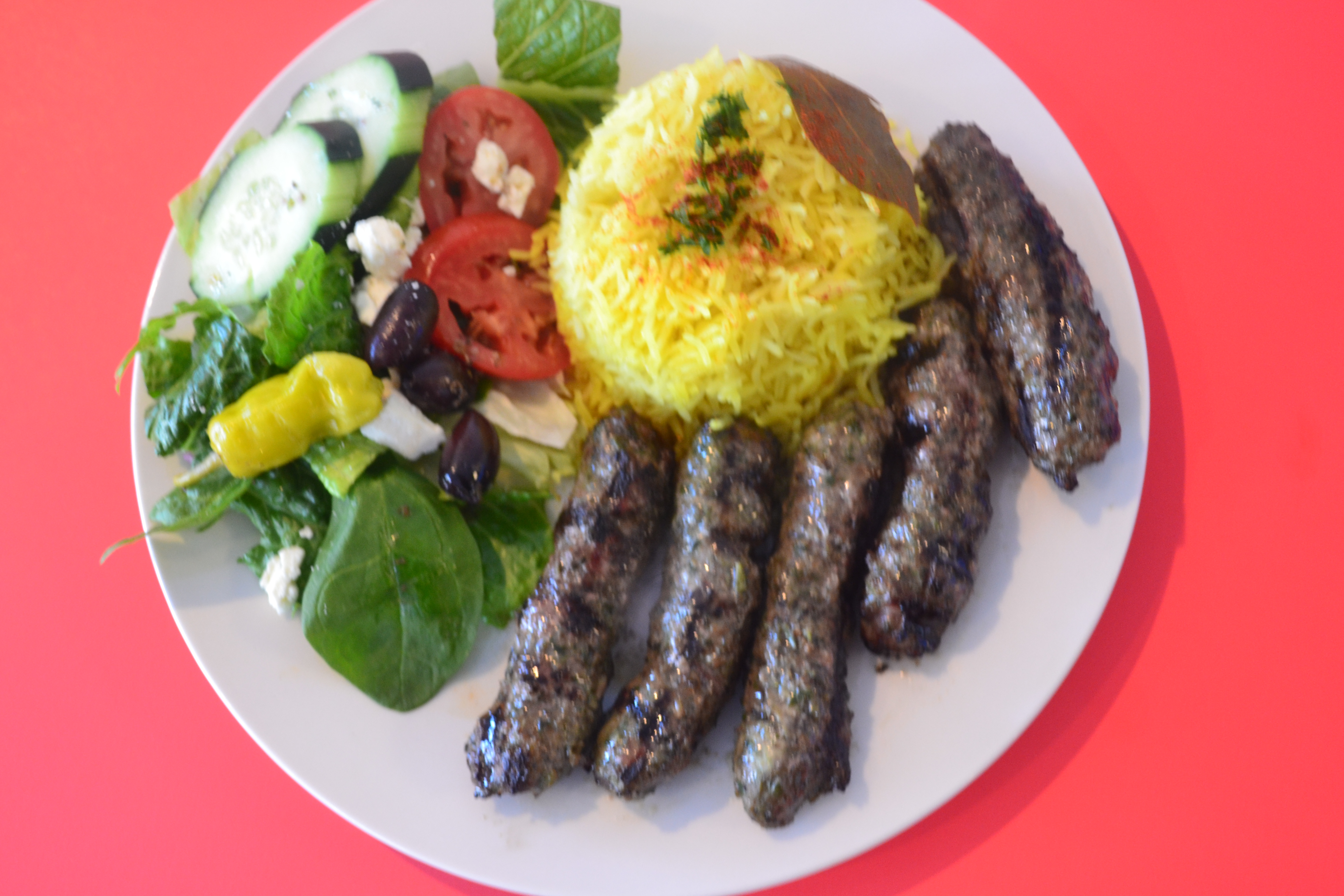 Order Kufta Kabob Platter food online from Sinbad Mediterranean Grill store, Marietta on bringmethat.com