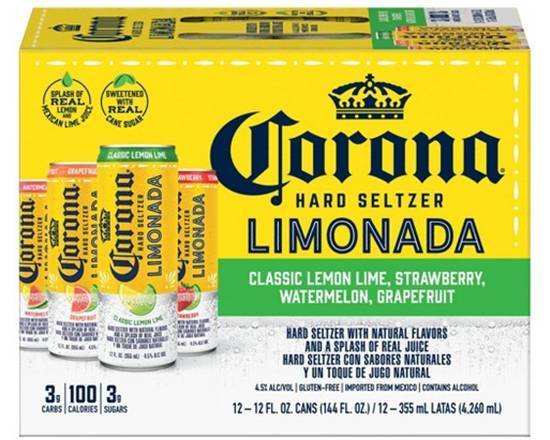 Order Corona Seltzer Limonada, 12pk-12oz can beer (4.5% ABV) food online from Samco Food Store store, Bakersfield on bringmethat.com