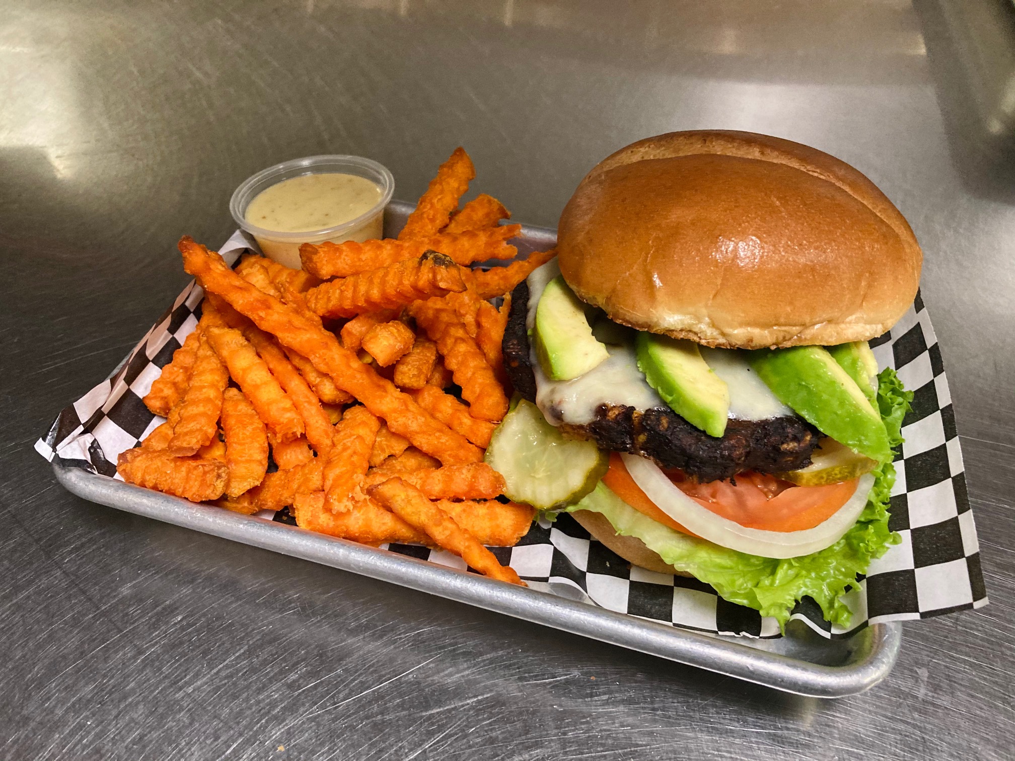 Order Black Bean Burger food online from Saints Pub + Patio store, Independence on bringmethat.com