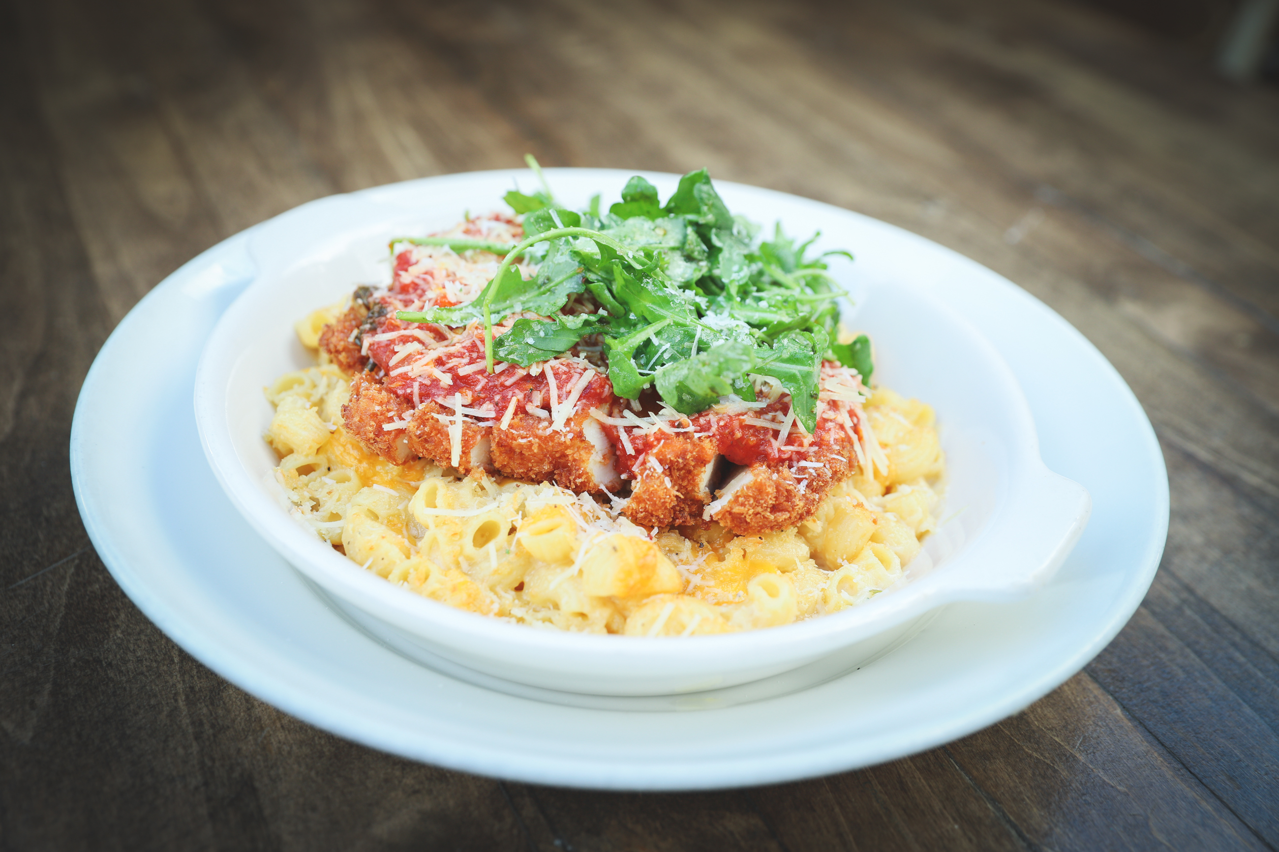 Order Chicken Parm Mac on Tap food online from Karl Strauss Brewing Company store, Costa Mesa on bringmethat.com