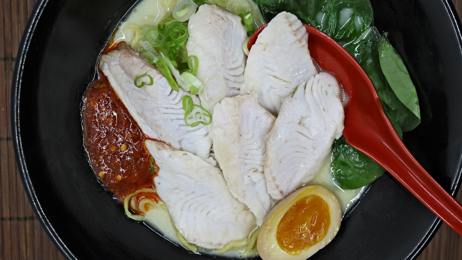 Order Spicy Fish Ramen food online from Momiji store, Colma on bringmethat.com