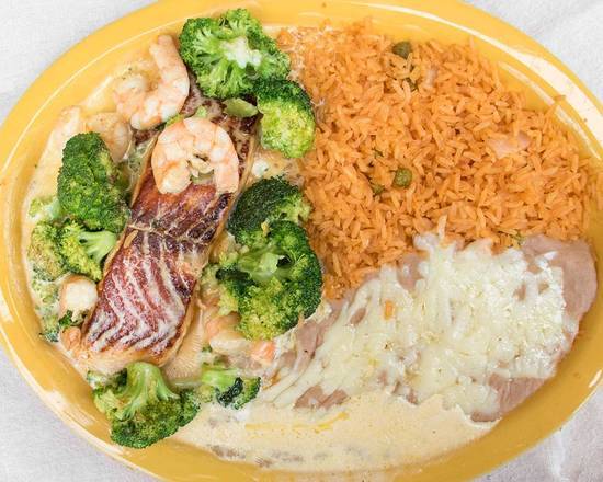 Order Salmon & Shrimp food online from El Jinete Mexican Restaurant store, Deer Park on bringmethat.com