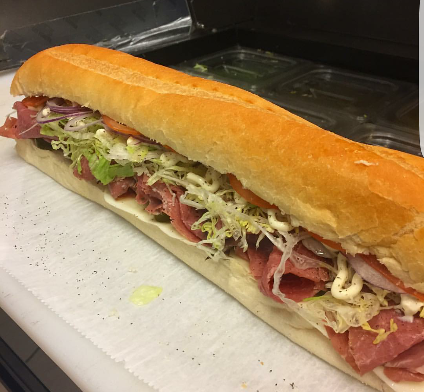 Order Large Roast Beef And Cheese Sub food online from Super hero sub shop store, Jersey City on bringmethat.com