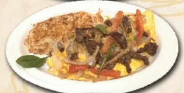 Order Steak Fajita Omelette food online from Ely's Restaurant store, Las Vegas on bringmethat.com