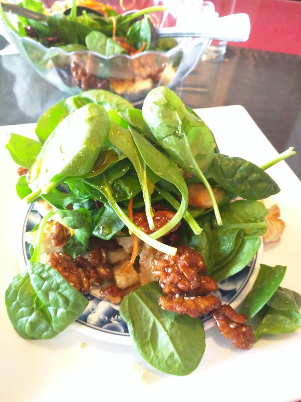 Order Honey Walnut Spinach Chicken Salad food online from Taiwan Restaurant-Willow Glen store, San Jose on bringmethat.com