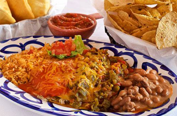 Order Enchilada Combo Plate food online from El Pinto Restaurant store, Albuquerque on bringmethat.com